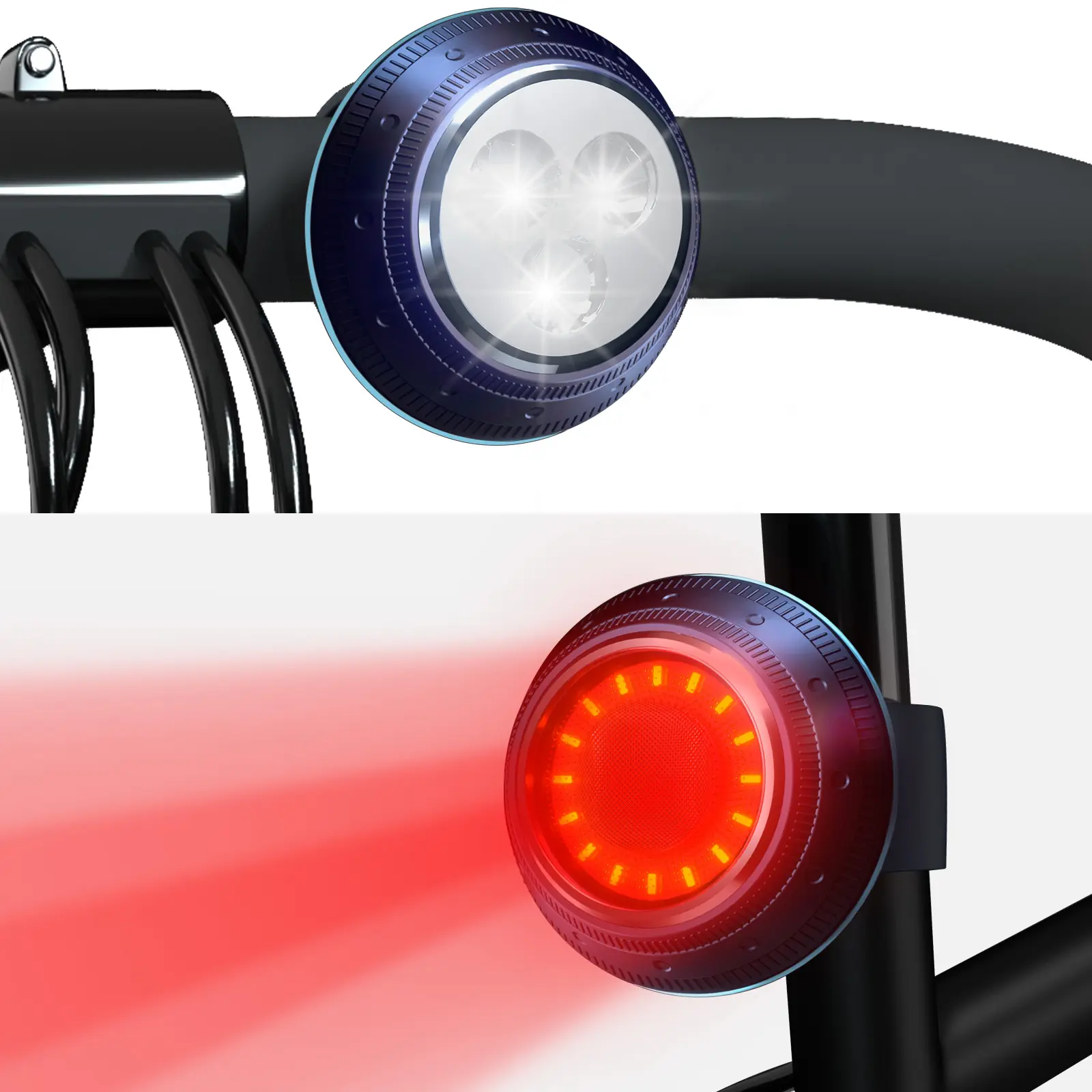 Umione bộ đèn xe đạp màu trắng phía trước sạc được bằng USB Bộ đèn xe đạp màu đỏ đuôi xe đạp phát ra đèn xe đạp đi ốt 4-6 chế độ chống nước