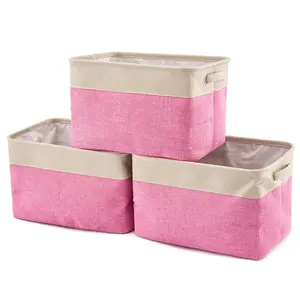 Factory Direct Collapsible Cube Fabric Linen Canvas Storage Bins Baskets for Shelves Laundry Playroom Closet Clothes Shoe Toy