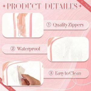 Trousse de Maquillage Imperméable Personnalisée et Tendance avec Fermeture Éclair en PVC Transparent et Motif Lettres pour Kit de Toilette de Voyage - Product Image 3