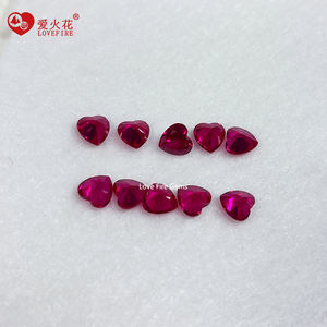 أحجار الياقوت في المخزون بسعر الجملة 3A قطع قلب الياقوت الاصطناعية 5 # أحمر - Product Image 2