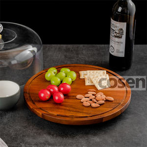 Yeni Ürün Döner Tabla Doğal Ahşap Pasta Standı Akrilik Kubbeli Mutfak Aksesuarları için - Product Image 3