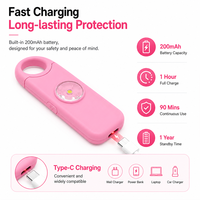 Alarme de sécurité personnelle 130 dB avec appel d'urgence SOS, lampe torche LED, alarme de défense personnelle rechargeable pour femmes et personnes âgées