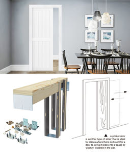 Porte de poche Porte de grange coulissante en bois à l'intérieur du mur - Product Image 2