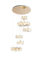 Lustre élégant en acrylique à fleurs, finition blanche, suspension LED moderne, hauteur réglable, idéal pour salon, chambre, hôtel