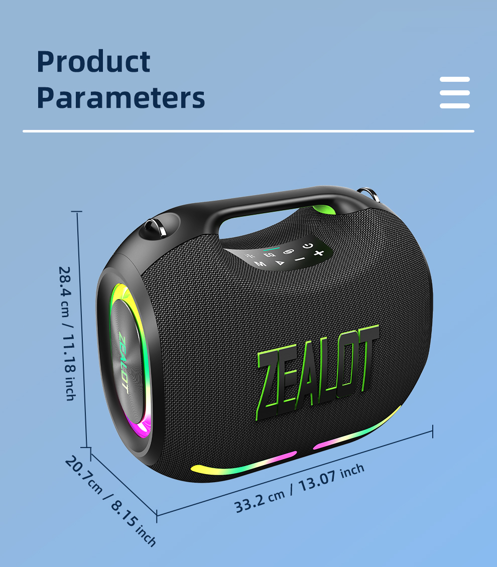 ZEALOT-ZE01 120W ワイヤレススピーカー Zealot Ze01 120W Portable Bluetooth Speaker - Super Bass