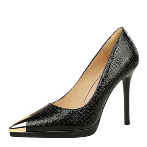 3266-3 Style européen américain Banquet femmes pompes plate-forme imperméable <span class=keywords><strong>fer</strong></span> orteil pointu talons hauts peu profonds <span class=keywords><strong>talon</strong></span> mince Super - Product Image 3