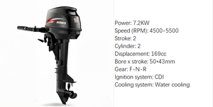 Moteur hors-bord Hidea 2 temps 9,8 CV léger (26 kg) à faible consommation de carburant pour bateaux gonflables - Product Image 3