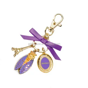 Chaveiros com pingente de saco de lavanda, chaveiros de paris com bela torre eiffel cicada personalizado