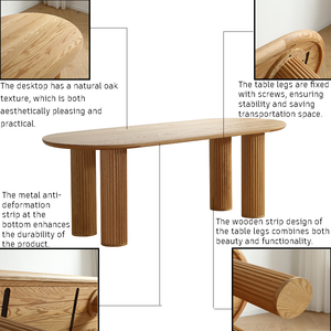 Mới Đến Đồ Nội Thất Sang Trọng Bàn Ăn Hình Chữ Nhật Bàn Ăn Đặt Gỗ Sồi Rắn Bàn Bằng Gỗ Và Ghế Đặt - Product Image 2