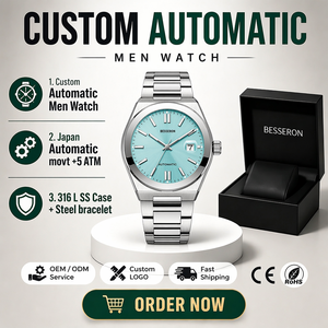 Montre mécanique automatique de luxe pour homme, cadran saphir avec loupe, logo personnalisé OEM, mouvement Miyota - Style professionnel, Relojes Mecnicos - Product Image 1