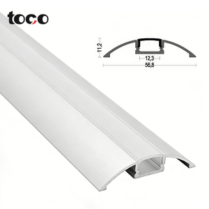 Perfil de <span class=keywords><strong>Aluminio</strong></span> LED de Superficie Curva de 56.8x11.2mm con Cubierta Difusora de PC para Tira de Luz LED de Muebles y Armarios - Product Image 2