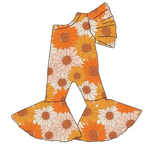 Venta al por mayor: Blusa de punto para bebé niña con estampado primaveral, media manga, diseño de hombro oblicuo con volantes, cierre de cremallera YKK, tejido de poliéster/algodón orgánico. - Product Image 3