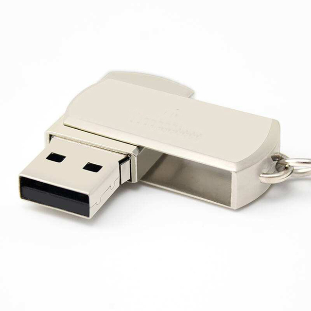 Luxury Metal Keychain USB Stick 32GB 64GB Mini Rotating Body Custom Logo High-Speed Business Gift