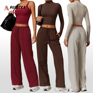 <span class=keywords><strong>Pantaloni</strong></span> Sportivi Casual da <span class=keywords><strong>Donna</strong></span> 8933 con Vita Alta Elasticizzata, Logo Personalizzato, Vestibilità Comoda, Set Yoga con <span class=keywords><strong>Tasche</strong></span> per la Stagione Primaverile - Product Image 1