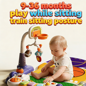 AJB <span class=keywords><strong>Gimnasio</strong></span> de actividades 5 en 1 con piano de pedales, aro de baloncesto y sonajeros desmontables para bebés, juguete de educación temprana - Product Image 4