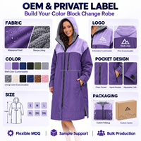 Parka da Nuoto Personalizzato con Blocchi di Colore, Impermeabile, Antivento, Foderato in Pile Sherpa, con Cerniera a Doppio Senso