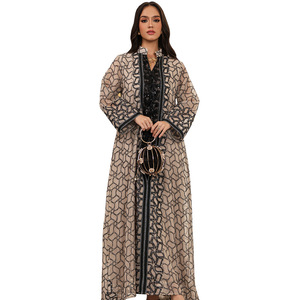 Nouvelle Robe d'été en mousseline brodée de fil Dori, col en V, manches longues, coupe ample, vente en gros - Product Image 5