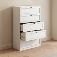 Meuble de rangement en acier spacieux à 5 tiroirs |   Commode multi-usages à glissières silencieuses pour chambre, placard et entrée