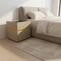 Table de chevet intelligente à 2 tiroirs avec chargeur sans fil, lumière LED, miroir, style moderne minimaliste, en MDF, meubles de chambre à coucher, prix