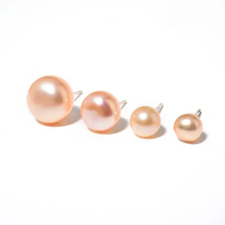 PUSHI jewelry Hot selling womens pink small pearl earrings women 8MM 925 Sterling Silver Pearl Stud Earrings