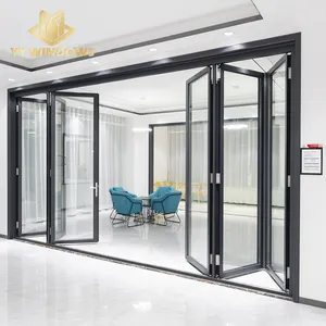High quality Customized Waterproof Bifold Patio Door Aluminum Folding Doors Double Tempered Glass
