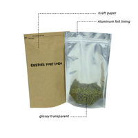 Usine debout pochette à fermeture éclair en papier kraft brun sac d'emballage refermable Doypack de stockage des aliments avec fenêtre transparente