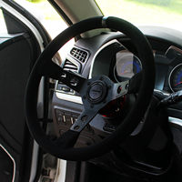 Setir Balap 14-inci Cekung Berbahan Suede dengan Sistem Lepas-Pasang Cepat untuk Mazda 6/Lingzhi/Fit/Swift/Lancer Evolution OLIVER Fitment