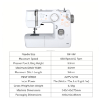 Machine à coudre électrique multifonction mini surjeteuse point noué avec bras long en acier pour cuir et tissus, modèle papillon