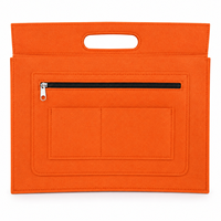 Organisateur de documents gris foncé avec bordure rose et poignée portable, sac de classement en feutre