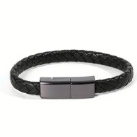 Cross-Border PD Fast Charging 3A Bracelet tissé en cuir Ligne de données Longueur de 20cm avec câble de 1m pour charger le bracelet court Treasure