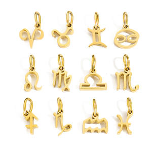 14k oro placcato Charm in acciaio inox Mini 6-9mm <span class=keywords><strong>segno</strong></span> <span class=keywords><strong>zodiacale</strong></span> costellazioni ciondolo per collana gioielli fai da te fare accessori - Product Image 1