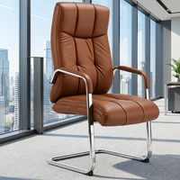 Chaise de bureau moderne de luxe en cuir PU, chaise de salle de réunion contemporaine, chaise de visiteur sans roulettes