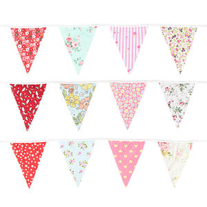 12M/40Ft Triangle Bunting Bannière 42Pcs Coton Tissu Drapeaux Fanion Guirlandes pour Fête D'anniversaire De Mariage Baby Shower Décor Extérieur - Product Image 4