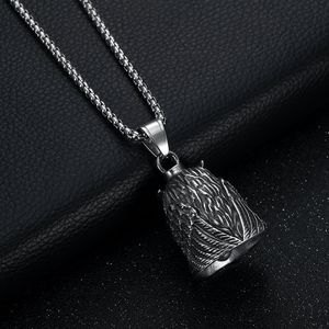 Collier pendentif hibou en acier inoxydable, style rétro punk, avec strass, bijou fantaisie animal, cadeau - Product Image 4