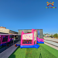 Château gonflable commercial en PVC pour filles, thème licorne, avec toboggan et zone de saut, pour location, capacité 20 personnes