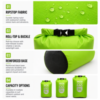 Sac étanche pliable ultra-léger carré 6L 12L 24L en PVC pour vêtements, sac de couchage, sac de rangement pour le camping et les voyages