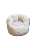 Fauteuil de relaxation rond rose doux et moelleux style crème HM198 pour la décoration de la maison et de l'appartement
