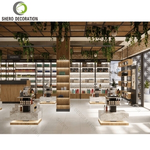 Modern Cosmetic Shops Interior Design Custom Wood Skincare <b>Makeup</b> Counter Display Cosmetic Showcase For Shop Decoration Ideas - Product Image 3