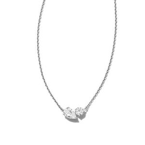 Collana con piccolo ciondolo con diamanti bianchi coltivati in 925 in argento sterling - Product Image 6