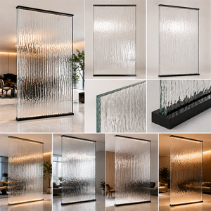 Cloison <span class=keywords><strong>en</strong></span> verre texturé soufflé à chaud, séparateurs modernes <span class=keywords><strong>en</strong></span> verre trempé, matériau de construction pour bureaux sécurisés et privés - Product Image 4