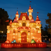 Lanterne en soie imperméable pour extérieur, jardin, Noël, festivals, fêtes et fournitures de vacances – Modèle Château – Idéale pour les fêtes chinoises