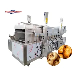 Snacks food fryer automatic small belt conveyor continuous belt cracklings frying machine