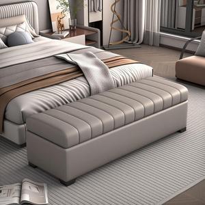 Banc de rangement rectangulaire moderne rembourré avec pieds robustes pour salon, chambre, entrée, couloir - Product Image 2