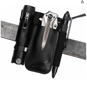 Étui de ceinture classique en cuir véritable Yy Brand, pochette pour lampe torche, sac de rangement portable pour outils EDC, étui durable pour couteau – Ventes flash - Product Image 3