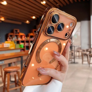 Mạ điện sang trọng Kim Cương-Khung TPU trường hợp điện thoại cho <span class=keywords><strong>Iphone</strong></span> 15/14/13/12 Pro Max với từ tính không dây chức năng sạc - Product Image 1