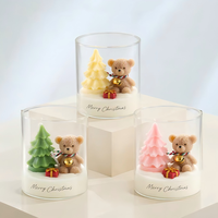 Bougie parfumée en cire de soja pour l'ambiance de Noël, motif ours mignon et cloche, décoration de Noël créative, cadeaux de Noël