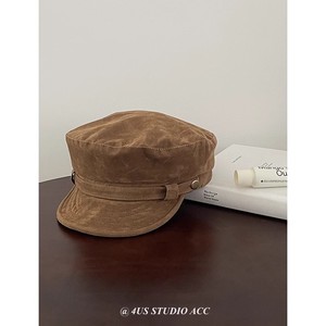 Gorro de pintor de ante camel para mujer, gorra de terciopelo para primavera y otoño, sombrero de moda que estiliza el rostro - Product Image 1