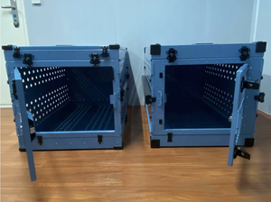 Cage <span class=keywords><strong>pour</strong></span> <span class=keywords><strong>chien</strong></span> <span class=keywords><strong>en</strong></span> aluminium léger et antirouille, pliable, transportable, double porte, ventilée, robuste - Product Image 5