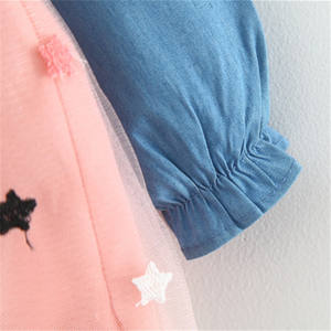 Robes pour filles à manches longues, design rose et denim, pour mariage, vente en ligne - Product Image 4