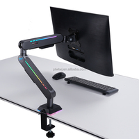 Support d'Écran VESA à Bras Articulé 17-42 Pouces avec Éclairage Gaming RGB pour Moniteur de Bureau